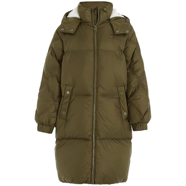 Tommy Hilfiger Mixed Quilted Lang Dunjakke Olive Green