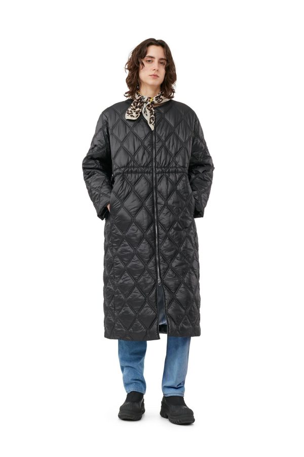 Shiny Quilt Long Coat
